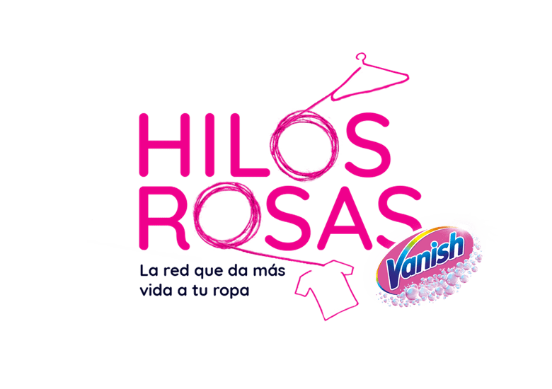 Logo de Vanish y de Hilos Rosas con texto del mismo color