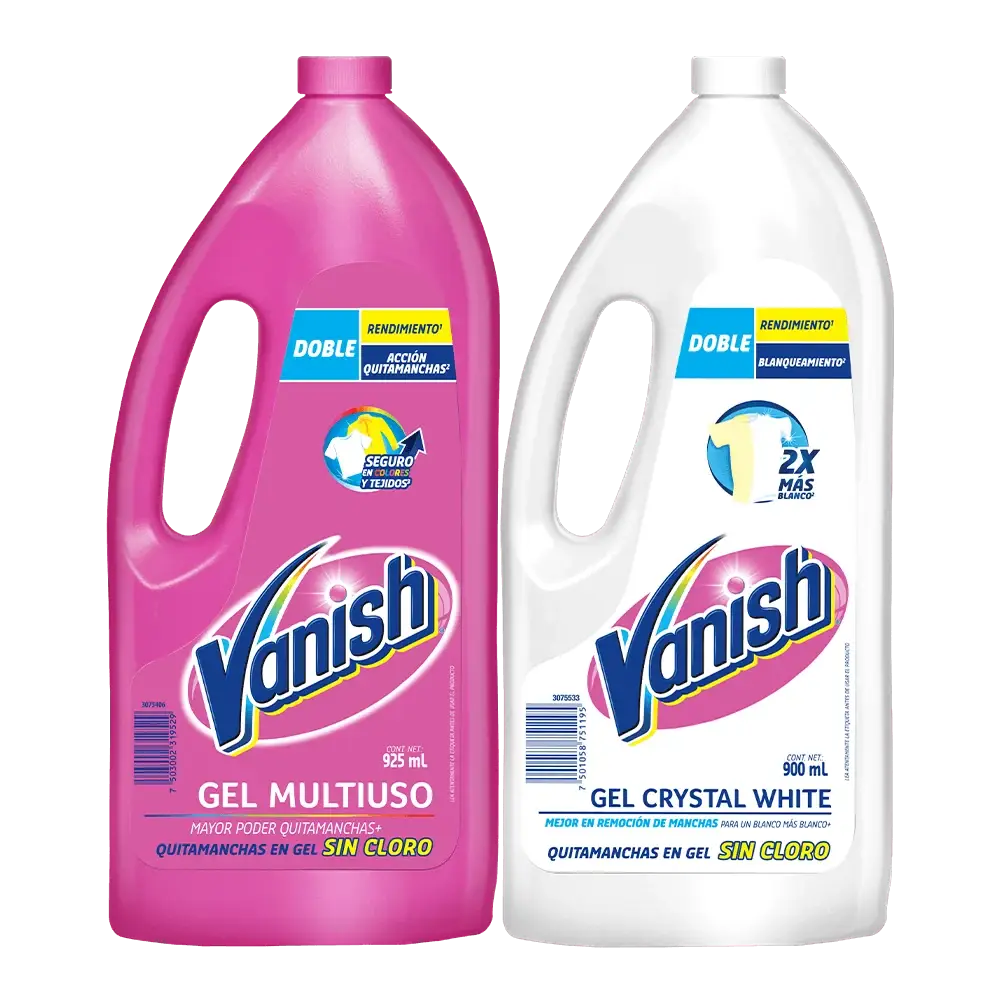 Vanish® Gel Multiusos Quitamanchas para ropa de color Vanish® Gel Crystal White® Quitamanchas para ropa blanca