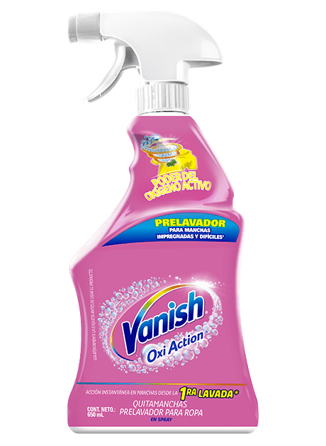 Spray color rosa de Vanish Prelavador en presentación de 650 ml